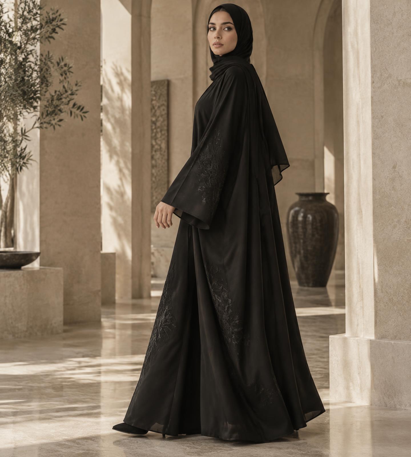 Zwarte abaya uit de AL HAYA-collectie